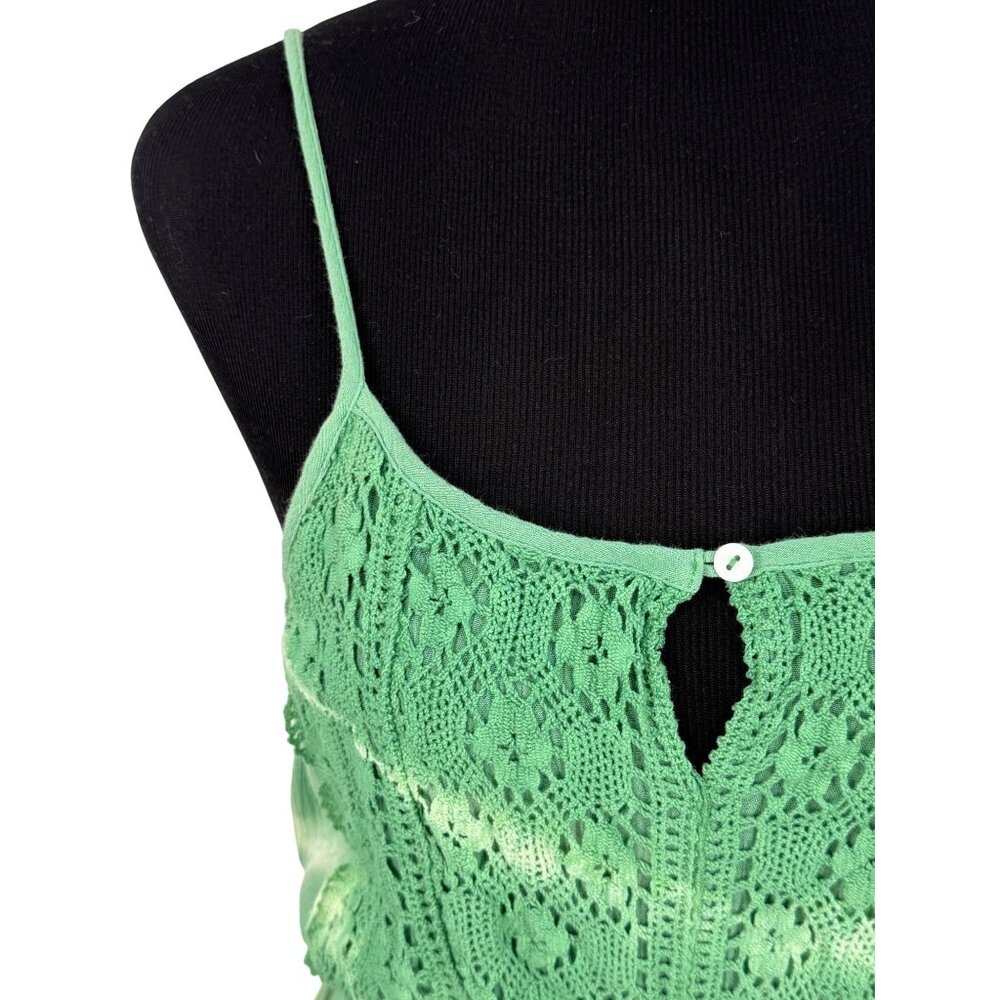 NWOT Green Crochet Tie Dye Mini Slip Dress S | Boho Grunge Fairycore Whimsigoth - Picture 10 of 16